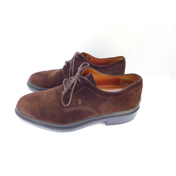 TOD'S SUEDE DARK BROWN LACED LOAFERS SIZE 7.5 - Picture 3 of 11